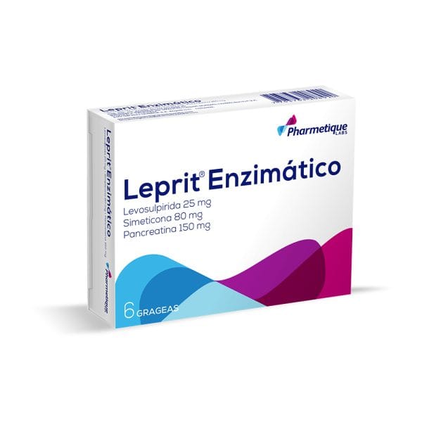 Leprit Enzimatico 25mg/80mg/150mg Levosulpirida + Simeticona + Pancreatina X6 Grageas Pharmetique