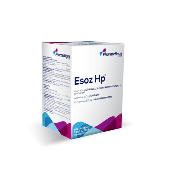 Esoz HP 40mg/500mg/500mg Esomeprazol + Amoxicilina + Claritromicina Pharmetique