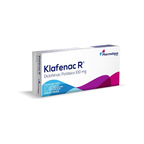 Klafenac R 100mg 10 Capsulas de Lib. Retardada Diclofenac Potasico Pharmetique