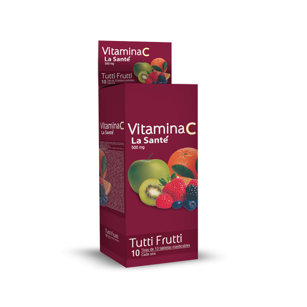 Vitamina C 500Mg Tutti Frutti 10Tabletas Masticables La Sante