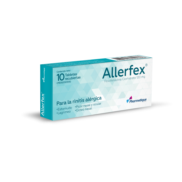Allerfex 120mg 10 Tabletas Fexofenadina Clorhidrato Pharmetique